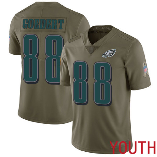 Youth Philadelphia Eagles #88 Dallas Goedert Limited Olive 2017 Salute to Service Football NFL Jersey